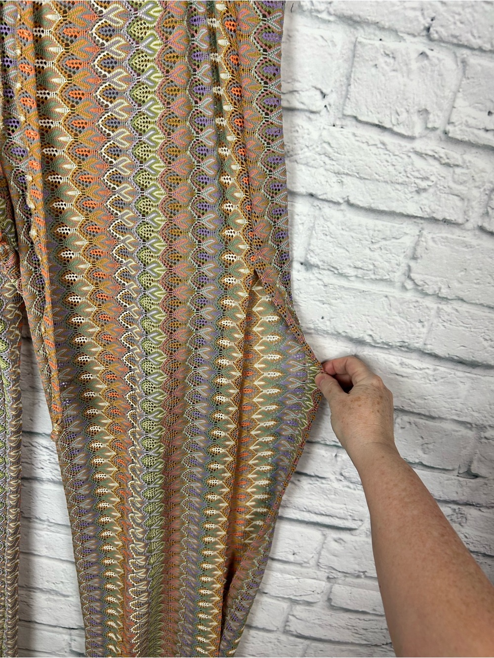 BECCA Crochet Wide Leg Beach Cover Up Pants Boho Tie Waist Multicolor Medium - Picture 4 of 7